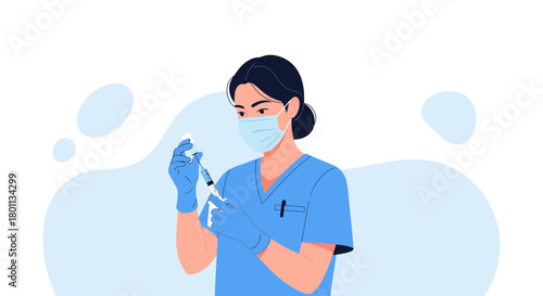 Medical Professional Preparing Syringe for Vaccination and Healthcare Treatment