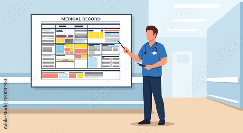 Medical Professional Presenting Analysis Of Patient Information Within A Hospital Setting