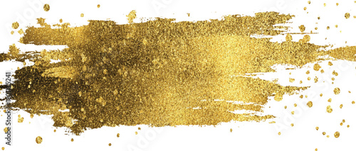 Gold Brush Stroke Vector Texture Shimmering Metallic Paint Splash on White Background Gold Paint Brush Stroke Vector | Shimmering Metallic Splash with Glitter Effect vector design