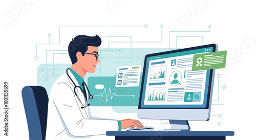 Medical Professional Uses Technology to Monitor Patient Health and Ensure Well-being Online