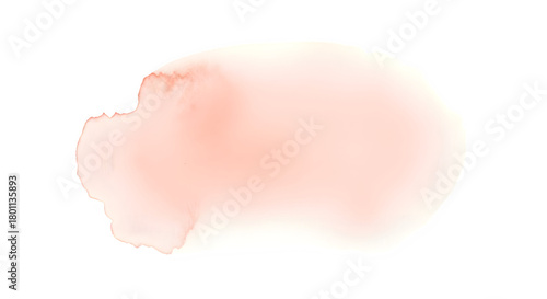 Soft peach watercolor brush stroke with subtle texture and gradient isolated on transparent background
