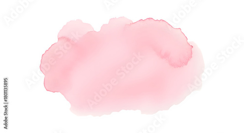 Soft pastel pink watercolor splash stain brush stroke abstract artistic element isolated on transparent background