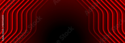 Bright red neon laser lines abstract tech futuristic background. Glowing vector banner design