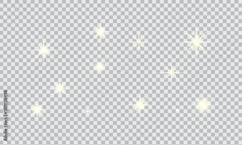 Sparkling light effects on transparent background.