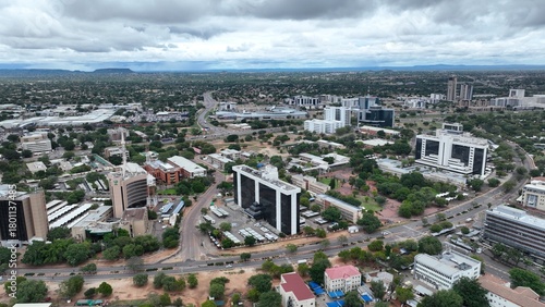 Gaborone city centre and its Government enclave buildings in Botswana, Africa