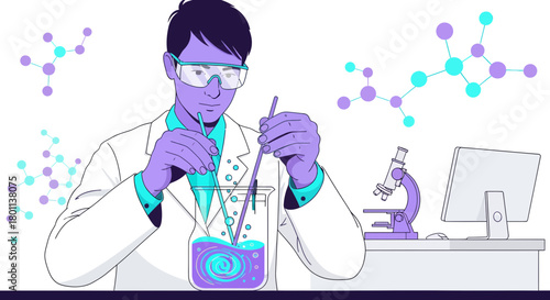 Scientist Performs Experiment Mixing Substances in Laboratory Creating Scientific Developments Today