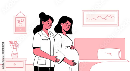 Supporting Motherhood: Midwife Comforting Expectant Mother Before Labor and Delivery