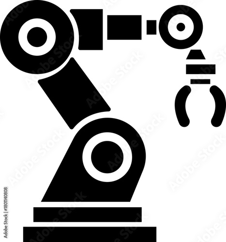 Robotic and Automation Icon of Artificial Intelligence, Machine Learning, and Industrial Robot Symbols, Black Flat Vector AI Technology and Innovation Design