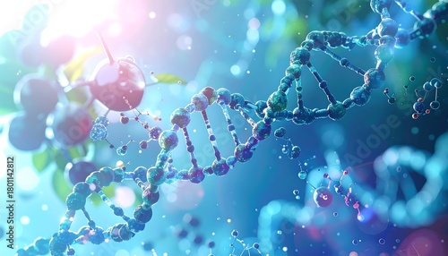 DNA Strand Visualization - Exploring Genetic Code and Molecular Biology.
