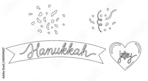 Festive Hanukkah banner with confetti and a heart symbolizing joy