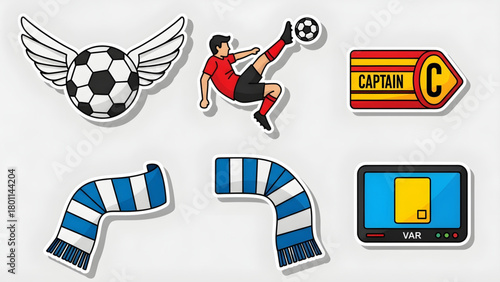 Soccer-themed Stickers and Graphics for Sports Enthusiasts and Fanatic Collection
