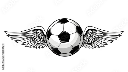 Soccer Ball With Wings Symbol of Flight, Sport, Freedom and Ambition