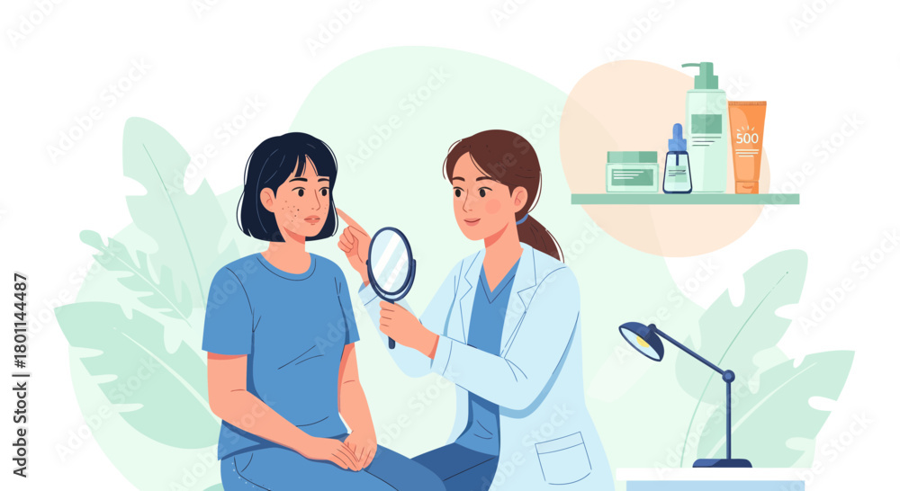 Fototapeta premium Dermatologist Examining Human Skin and Providing Skincare Assistance