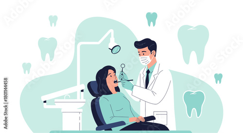 Dentist Performing Oral Examination on a Patient Showing Dental Health Care