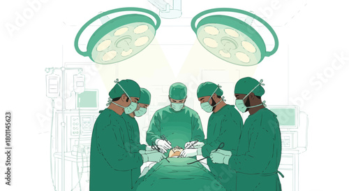 Hospital Team Performing Surgery Medical Assistance to the Patient Treatment Procedure