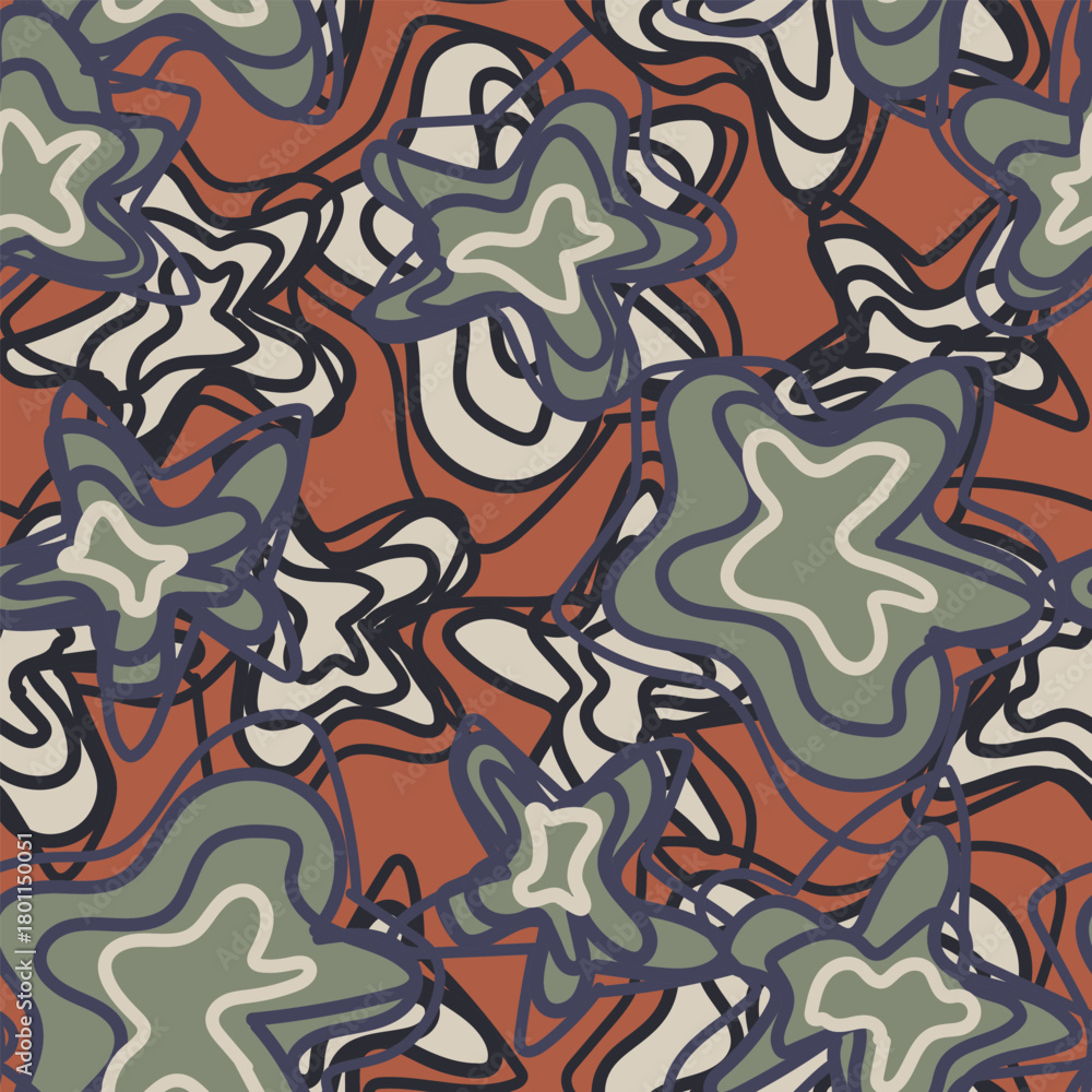 Obraz premium Neutral Colour Abstract Star Seamless Pattern Design