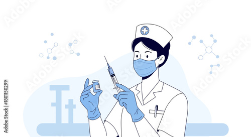 Medical Professional Preparing Vaccine Administering to Support Healthcare and Immunity