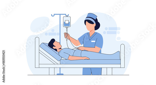 Medical Professional Administering Intravenous Fluids to Patient in Hospital Room for Healthcare