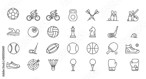 badminton gaming icon set