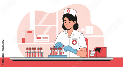 Medical Professional Carefully Working With Blood Samples In A Laboratory Setting For Analysis