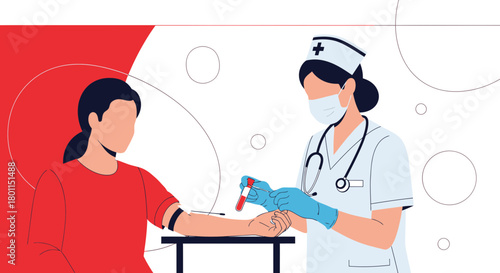 Medical Professional Drawing Blood of Patient Vector Illustration For Healthcare