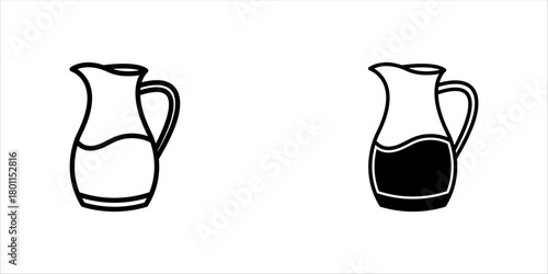 Jug milk symbol vector illustration. Outline jug, linear, liquid, icon design, milk glass, sign line graphic. Coffee equipment, kitchen utensils, outline isolated sign. Cooking sticker concept 