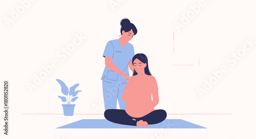 Prenatal Care: Gentle Support and Guidance Encouraging Comfort and Relaxation for Expectant Mothers