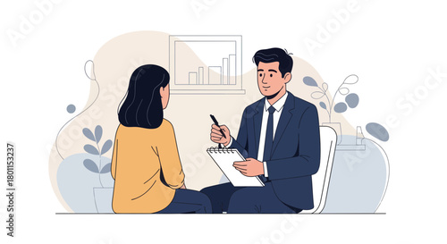 Therapy Session: A Therapist Consulting With Patient to Ensure Success and Progress