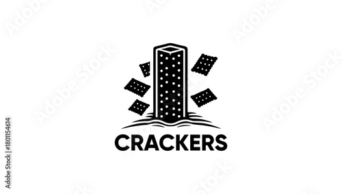 image a logo for crackers black and white vector logo icon minimal logo, biscuit, crunch, icon