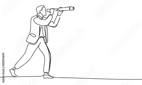 Businessman with Telescope Looking for Future Opportunities