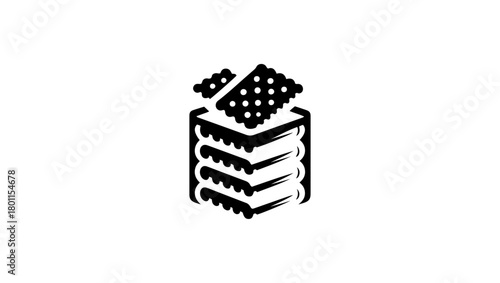 image a logo for crackers black and white vector logo icon minimal logo, biscuit, crunch, icon