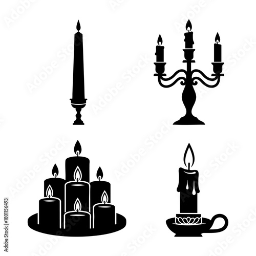 Christmas Candle Silhouettes Single Candelabra Advent Set
