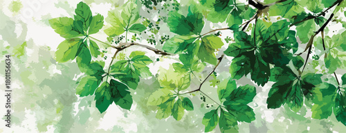 A vibrant vector illustration capturing the essence of fresh green leaves and branches, symbolizing nature's renewal and ecological balance.