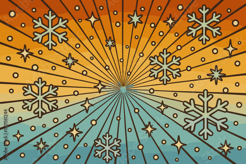 Retro Snowstorm Vibes. gradient winter background Snowstorm. 70s poster vibe, smooth icy gradient fills, thick