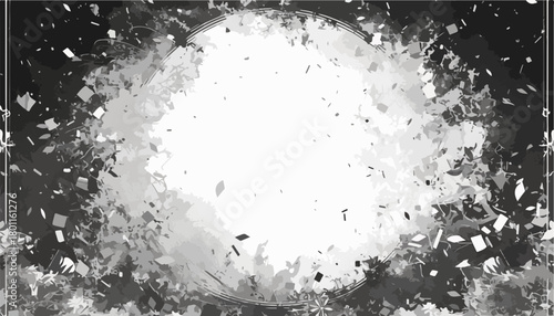Dynamic black and white abstract vector background featuring a powerful explosion of fragmented shapes, perfect for grunge designs.