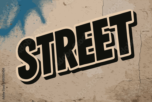 Retro Urban Graffiti. urban street. retro sticker block lettering, bold cut-out outline, slight tilt/overlap,