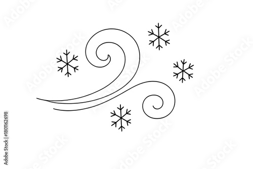 Frozen Air Drawing. Frozen Air. Minimalistic one-line drawing snow suspended in midair, continuous single