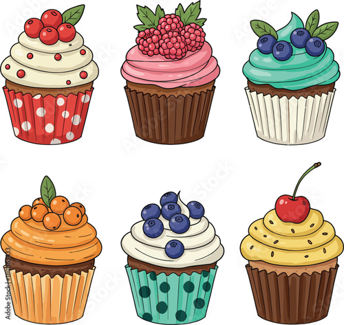 Sweet colorful cupcake set