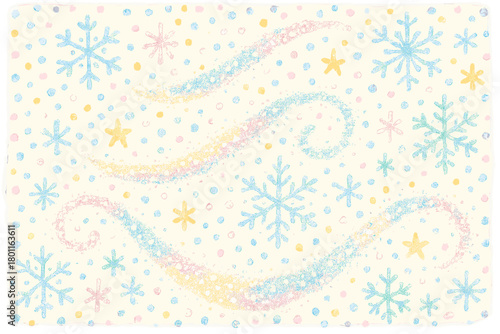 Glittery Snowflake Whirl. "Glitter background with snow effect". Cute doodle of snowflakes mixed with shiny