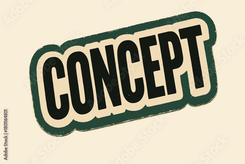 Retro Sticker Artistry. Concept art. retro sticker block lettering, bold cut-out outline, slight tilt/overlap,