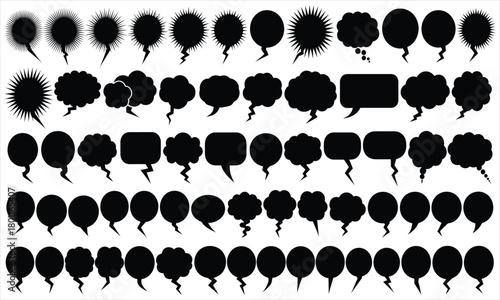 Speech Bubble Collection Diverse Black Conversation Icons for Design and Communication Elements