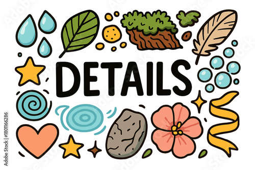 Intricate Nature Doodles. Close-up details. Hand-drawn doodle illustration of close-up details. Water droplets