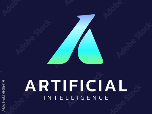 Artificial intelligence with letter A growth arrow overlapping in Triangle shapes technology Analysis logo vector design concept. AI technology logotype symbol for advance technology, ui, identity.