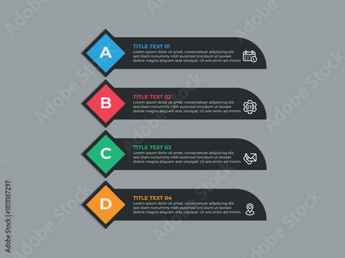 imeline Creator infographic template. 4Step timeline journey, calendar Flat simple infographics design template. presentation graph. Business concept with 4 options, gantt vector illustration.