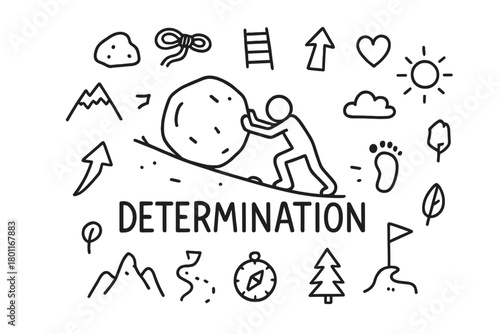 Determination Doodle Illustration. Determination. Hand-drawn doodle illustration of Determination. In the