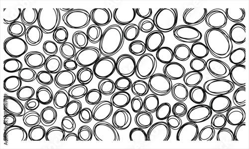 Abstract background composed of a pattern of hand-drawn ovals with different sizes and orientations