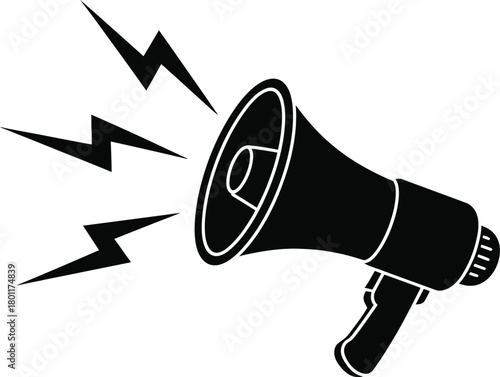Megaphone icon with sound waves; attention and announcement