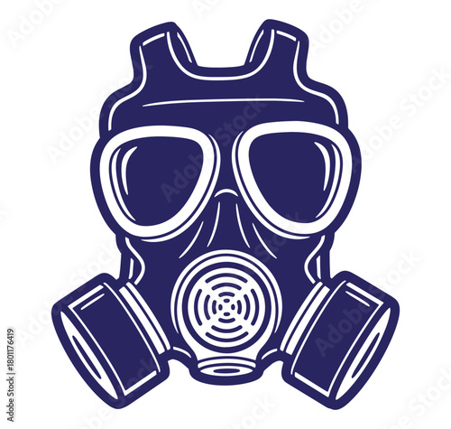 Bold vector illustration of a classic gas mask depicting protection and safety