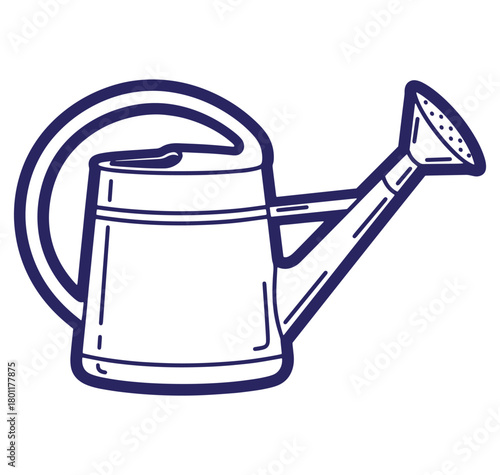 Simple blue outline illustration of a watering can for gardening and horticulture purposes
