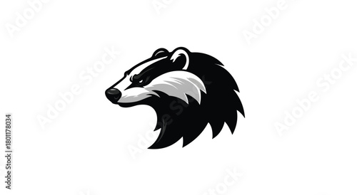 Bold Vector Graphic of a Badger Head with Fierce Expression